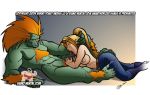 1boy 1girl blanka female hairy hetero human male muscle nude oral partially_clothed penis sarah_bryant street_fighter sumohentai virtua_fighter