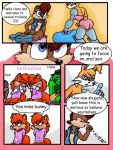 amy_rose archie_comics black_nose bunnie_rabbot comic comic_sans english_text fbz multiple_tails nose sally_acorn sega sex_ed shirt sonic_(series) sonic_team speech_bubble tail teacher's_pets text