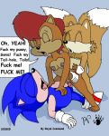 anal archie_comics ass ass_grab breasts cowgirl_position doggy_position double_penetration erect_nipples erection from_behind fuck_me_(text) hairless_pussy kthanid miles_"tails"_prower multiple_tails nipples nude penis pussy sally_acorn sega small_breasts sonic sonic_the_hedgehog sonic_the_hedgehog_(series) spread_legs tail text vaginal