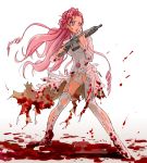  00s 1girl asaki_takayuki blood blood_on_face cameltoe code_geass doughnut_hair_bun euphemia_li_britannia garter_belt gun hair_bun hypnosis lingerie mind_control panties solo thighhighs torn_clothes underwear weapon yandere 