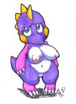  big_breasts bubble_bobble claws non-mammal_breasts purple_skin pussy rule_63 scalie scalie_humanoid taito 