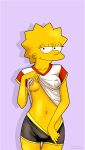 areola breasts edit evilweazel_(artist) flashing lisa_simpson lisalover milk nipple shorts smile the_simpsons thighs wet_clothes