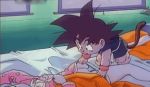 1boy animated animated_gif bed bulma bulma_briefs dragon_ball gif hairless_pussy lowres pajamas panties panty_pull photoshop pussy sleeping son_goku stripped_by_other uncensored underwear undressing