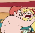  1boy 1girl blonde_hair closed_eyes fat_ass ferguson_o&#039;durguson horns nude nude_male obese obese_male orange_eyes sleeping star_butterfly star_vs_the_forces_of_evil 