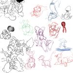 ampharos birdo blooper cautioncat crossover dragonite flareon golduck goombella koopalings lopunny monochrome nintendo pokemon super_mario_bros. umbreon wendy_o._koopa zangoose