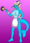 1girl anthro blue_fur breasts creatures_(company) eeveelution female_only french_maid furry game_freak gen_1_pokemon gradient_background lady_machoke maid_uniform nintendo nipples pokemon pokemon_(anime) pokemon_(creature) pokemon_(game) pokemon_(species) pokemorph showers_(pokemon) tail topless topless_female vaporeon water_type_pokemon