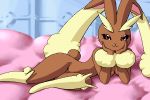 animal_ears bed blush bunny_ears furry g-sun lopunny lying pokemon smile