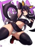 1girl alternate_costume cosplay filia_(skullgirls) impossible_clothes kick kicking long_hair microskirt miniskirt panties pantyshot purple_hair revealing_clothes samson_(skullgirls) skirt skullgirls tifa_lockhart underwear white_panties