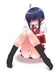 1girl ahoge blush book fingering footwear fuyube_rion hair_over_eyes heavy_breathing legs mahou_sensei_negima mahou_sensei_negima! masturbation miyazaki_nodoka negima nodoka_miyazaki panties pantyshot pantyshot_(sitting) pantyshot_sitting pussy_juice reading school_uniform serafuku sitting socks solo sweat underwear