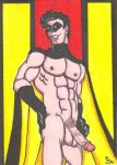 1boy 2008 bara batman_(series) christian_(artist) dc dc_comics human male male_only muscle partially_clothed penis pubic_hair robin solo teen_titans tim_drake yaoi