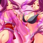 1girl artist_request ass ass_cutout attractive_look breasts butt_crack capcom cleavage hair lipstick lowres no_panties okami ookami_(game) purple_eyes purple_hair sakuya sakuya_(okami) sakuya_(ookami)