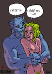 1boy 1girl abigail_brand agent_brand beast beast_(x-men) breasts furry hank_mccoy hellstroem marvel text x-men