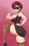 1girl 1girl ange1witch big_breasts breasts brown_eyes brown_hair cartoon_milf elastigirl female_focus helen_parr high_res mature mature_female milf patreon patreon_paid patreon_reward pixar short_hair solo_female superheroine tagme the_incredibles