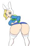 1girl 1girl 2019 adventure_time ass backpack big_ass blonde_hair blue_eyes bunny_ears cartoon_network darkeros fionna_the_human hat open_mouth panties short_skirt skirt solo_female solo_focus stockings