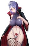 1girl absurd_res akatsuki_(naruto) bare_shoulders big_breasts blue_hair blush breast_suppress breasts clothed_female cloud_print coat coat_hold covered_erect_nipples cowboy_shot eyelashes eyeshadow female_focus female_only fishnet_thighhighs fishnets flower groin hair_bun hair_flower hair_ornament hand_up high_collar high_res highleg highleg_panties impossible_clothes konan labret_piercing lipstick long_sleeves looking_at_viewer makeup mature mature_female nail_polish naruto naruto_(series) naruto_shippuden navel_piercing no_pants olikkwak open_clothes open_coat panties piercing pubic_tattoo purple_hair red_nails rose short_hair sideboob simple_background single_side_bun skin_tight sleeveless solo_female solo_focus stockings tagme tattoo toned turtleneck two-sided_coat underwear white_background white_flower white_panties white_rose yellow_eyes