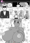  00284_(character) 1girl 2019 anthro areola big_breasts blush breasts clothing comic dialogue english_text equid equine fan_character fancypants_(mlp) friendship_is_magic furry hasbro high_res horse huge_breasts lustful_diamond_(mlp_comic) male mammal monochrome my_little_pony nipples pia-sama pony tattoo text undressing 