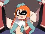 1girl 2boys belly blush cephalopod_humanoid clothed clothing cute hair handjob inkling inkling_girl jacket miscon navel nintendo one_eye_closed orange_eyes orange_hair penis sea_angel shirt splatoon tentacle_hair testicle tongue tongue_out veiny_penis white_shirt