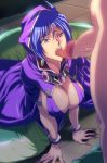  big_breasts bleu blue_hair breasts breath_of_fire capcom censored cleavage deis demon earrings fellatio fingernails gem hair horny huge_breasts ichijiku jewelry jewels kneeling lamia large_breasts licking lipstick long_fingernails long_hair long_nails monster_girl mosaic_censoring naga open_mouth oral penis purple_eyes scales tongue 