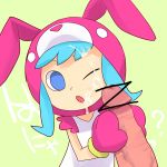  bemani blue_eyes blue_hair cum flat_chest japanese_text minit&#039;s_(pop&#039;n_music) penis pop&#039;n_music rabbit_ears size_difference 