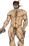 1boy bara cum digital_media_(artwork) gun human male male_only metal_gear_solid muscle nude penis solid_snake solo solo_focus tagme uncut weapon