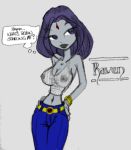 1girl breasts dc_comics dcau female female_only king-cheetah nipples raven_(dc) see-through solo teen_titans