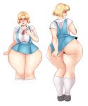 1girl 2019 ass big_ass big_breasts blonde_hair blush breasts earrings embarrassed lipstick neon_genesis_evangelion panties pawg ritsuko_akagi school_uniform short_hair short_skirt sundown upskirt