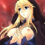  1girl blonde_hair blue_eyes breasts cape genderswap goeniko goenitz hood king_of_fighters leopold_goenitz long_hair michael nipples open_clothes rule_63 snk solo the_king_of_fighters wind_(snk) 