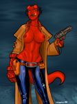 1girl 2008 breasts dark_horse female female_only genderswap genderswap_(mtf) gun hellboy hellboy_(character) hellgirl nipples red_body red_skin rhaydar rule_63 solo weapon