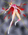 1girl battle_of_the_planets bird boots breasts cameltoe female full_body g-force gatchaman high_heel_boots high_heels jun_the_swan lightning open_mouth solo swan tatsunoko_production torn_clothes