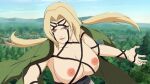  1girl big_breasts blonde_hair brown_eyes long_hair looking_at_viewer milf naruto_shippuden nekom14 nipples no_bra open_jacket topless tsunade tsunade_(naruto) twin_tails 