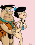 amhoo betty_rubble fred_flintstone from_behind hanna-barbera the_flintstones