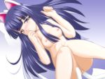  1girl :3 animal_ears bangs blue_hair blunt_bangs blush breasts cat_ears cat_tail censored hazuki hazuki_(tsukuyomi) hime_cut long_hair nude pussy solo tail tsukuyomi tsukuyomi_moon_phase tsukuyomi_moonphase 