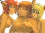 animal_ears breasts catgirl elvaan final_fantasy final_fantasy_xi furry mithra nipples red_hair short_hair tongue yuri