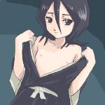  1girl black_hair bleach breasts female_only flat_chested kuchiki_rukia lowres oekaki rukia_kuchiki shimano_natsume small_breasts solo solo_female undressing 