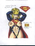  1girl 2008 alien alien_girl areola areolae artist_name big_breasts blonde_hair blue_eyes breasts color colored dated dc dc_comics fellatio female hanssen high-heeled_jill kara_zor-el kryptonian large_breasts long_hair nipples pubic_hair solo supergirl superheroine superman_(series) 