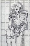  2000_ad breasts cassandra_anderson judge_anderson judge_dredd_(series) masturbation monochrome 