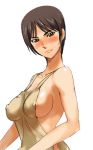 apron areola_slip areolae blush breasts brown_hair chiba_nagisa code_geass erect_nipples lowres nagi_raiun nagisa_chiba naked_apron short_hair sideboob