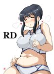  1girl aoi_manabu bikini black_hair blush breasts closed_eyes hair heart itou_yukino large_breasts manabu_aoi plump rd_sennou_chousashitsu real_drive solo swimsuit yukino_itou 