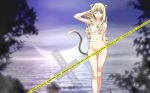 1920x1200 8:5 adilisia_lenn_mathers animal_ears blonde_hair breasts cat_ears cat_tail drill_hair green_eyes highres jewelry long_hair nude pendant rental_magica tail wallpaper wink