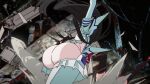  2_girls back black_hair dat_ass destruction fat_ass huge_ass junketsu kill_la_kill kiryuuin_satsuki long_hair matoi_ryuuko nice_ass screencap thighs 