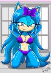 5_toes arung98 bikini blue_eyes blue_fur blue_hair fan_character grin hair_bow hedgehog livia_alvania livia_the_hedgehog long_hair original_character sega sonic_(series) sonic_fan_character sonic_fancharacter sonic_oc toes