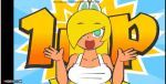 1-up 1_up 1girl blonde_hair collarbone eyebrows koopa koopa_troopa koopa_troopa_girl minus8 nintendo open_mouth score watermark white_clothes xvideos