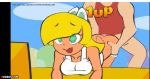 1-up 1_up 1boy 1girl ass bent_over blonde_hair from_behind koopa koopa_troopa koopa_troopa_girl minus8 nintendo open_mouth pants_pull score sex shorts tongue vaginal vaginal_sex watermark xvideos