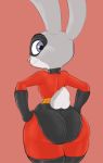 1girl 1girl 2016 anthro ass big_ass cosplay disney fur furry grey_fur judy_hopps lagomorph long_ears mammal parody rabbit the_incredibles twisted-brit zootopia