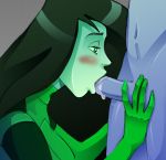 blue_skin blush disney dr._drakken fellatio gloves green_eyes green_skin hagfish jordanmead_(artist) kim_possible long_hair oral penis shego