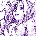  1girl artist_request big_breasts breath_of_fire breath_of_fire_iii female_only momo momo_(breath_of_fire) monochrome sketch solo_female tagme 