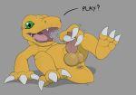  1boy agumon digimon digimon_adventure erect_penis erection feral hand_on_penis holding_penis male male_only masturbation showing_penis spread_legs toei_animation 