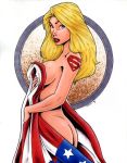 1girl 2004 american_flag dc dc_comics female female_only garrett_blair kara_zor-el solo supergirl superheroine superman_(series) tagme tattoo