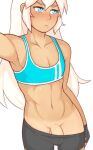 1boy abs athletic blonde blue_eyes bulge caucasian clothed cody_(dross) dross femboi femboy fingerless_gloves girly hips legs long_hair muscle penis posing sexy shorts slut small_breasts standing tan_line tank_top tanned_skin thick_thighs toned