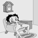 animated barefoot betty_boop betty_boop_(series) big_breasts completely_nude completely_nude_female ejaculation funny gif grey_skin masturbation monochrome no_shoes sextoon